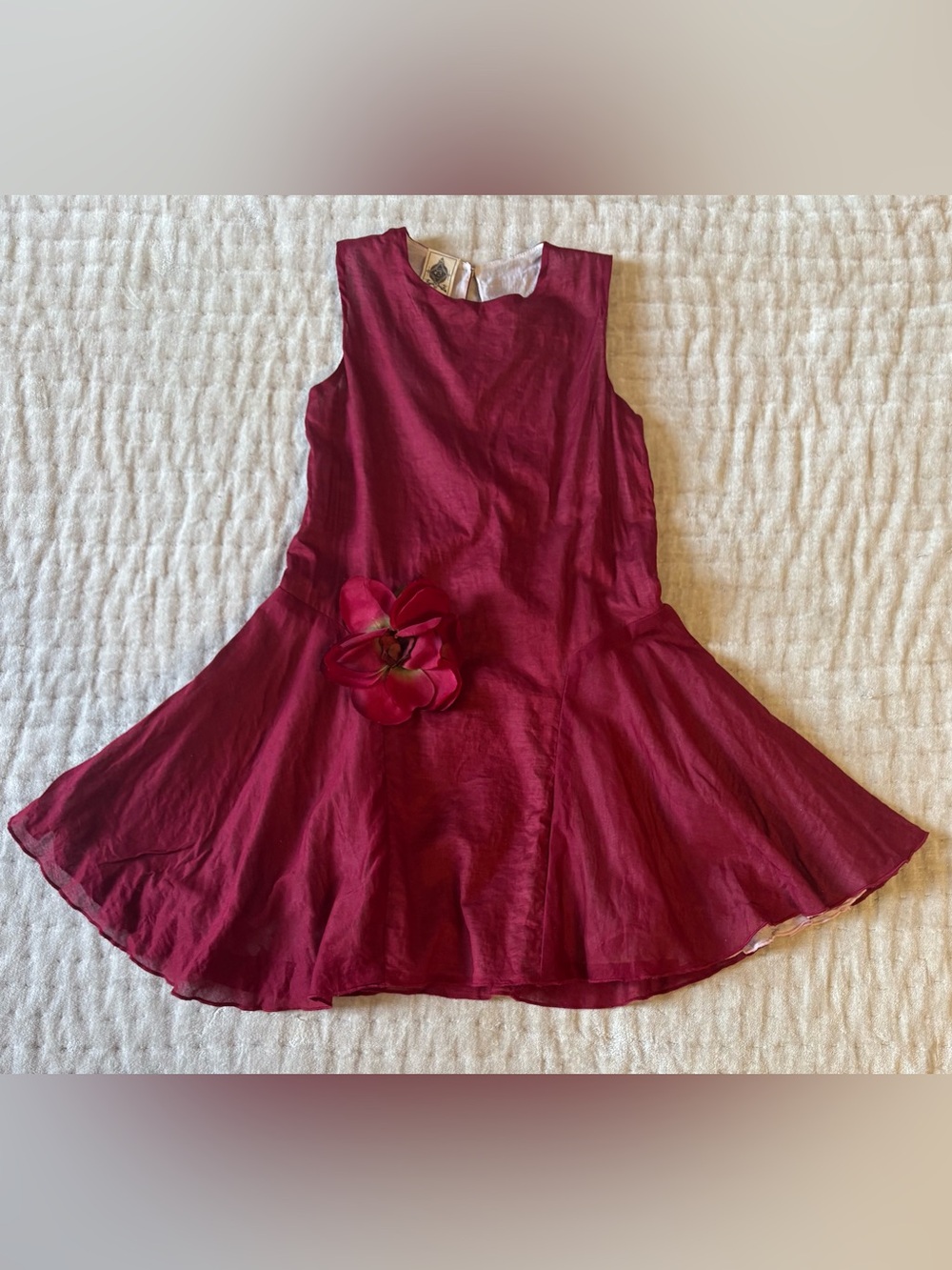 DAGMAR DALEY The Swirly Girl Cranberry Corsage Dress Cotton Voile Retro 1920s 5T